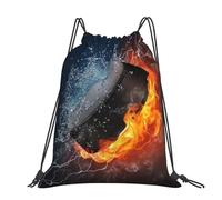 Hnnkloy Fuego de hockey sobre hielo,Mochila con cordón unisex, bolsa deportiva para gimnasio, mochila informal para el día a día.