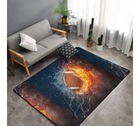 Hnnkloy Fútbol Americano en el Fuego y el Agua, Alfombra Grande Antideslizante para Sala de Estar o Dormitorio, 150 x 100 cm.