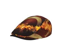 Hnnkloy Fútbol Americano en Llamas Impreso, Gorra Plana para Hombre, Gorra de repartidor de periódicos para Hombre, Boina Ajustable para Conducir