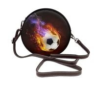 Hnnkloy Fútbol de fuego,Bolso de hombro de piel sintética, bolso cruzado redondo - Bolso circular para mujer