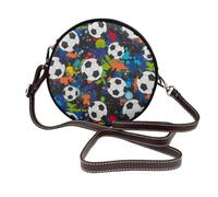 Hnnkloy Fútbol Deporte Balón Atlético,Bolso de hombro de piel sintética, bolso cruzado redondo - Bolso circular para mujer