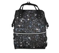 Hnnkloy Galaxia con purpurina impresa (no es purpurina real).Mochila de maternidad de gran capacidad, bolso cambiador, mochila de viaje para actividades al aire libre.