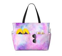 Hnnkloy Galaxia jaspeada rosa púrpura,Bolso de playa de gran capacidad, bolso de hombro de viaje para mujer, bolso de mano impermeable.