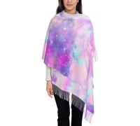 Hnnkloy Galaxia jaspeada rosa púrpura,Bufanda grande de cachemira sintética para mujer, chal ligero con borlas, 197 x 72 cm