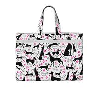 Hnnkloy Galgos y corazón de pata,Bolsa de lona para documentos con cremallera, bolso de mano, maletín para la escuela y la oficina.