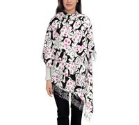 Hnnkloy Galgos y corazón de pata,Bufanda grande de cachemira sintética para mujer, chal ligero con borlas, 197 x 72 cm