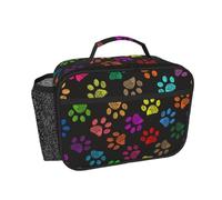 Hnnkloy Garabato Huella de Pata Gato Perro Negro,Bolsa de almuerzo portátil, fiambrera resistente, bolsa isotérmica reutilizable