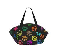 Hnnkloy Garabato Huella de Pata Gato Perro Negro,Esterilla de Camping portátil, Manta de Picnic Plegable Multifuncional Que también Sirve como Bolsa de Camping para Viajes.