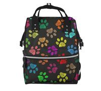 Hnnkloy Garabato Huella de Pata Gato Perro Negro.Mochila de maternidad de gran capacidad, bolso cambiador, mochila de viaje para actividades al aire libre.