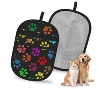 Hnnkloy Garabato Huella de Pata Gato Perro Negro, Paquete de 2 Guantes para Eliminar el Pelo de Mascotas, Guantes de Aseo antiestáticos para Perros y Gatos.