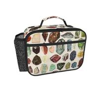 Hnnkloy Gemas, cristales y minerales de geología vintage,Bolsa de almuerzo portátil, fiambrera resistente, bolsa isotérmica reutilizable