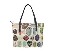 Hnnkloy Gemas, cristales y minerales de geología vintage,Bolso de mano de piel sintética, bolso tote de gran capacidad, bolso de hombro para mujer, ideal para el trabajo y los viajes.