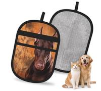 Hnnkloy Genial Perro Doberman Pinscher, Paquete de 2 Guantes para Eliminar el Pelo de Mascotas, Guantes de Aseo antiestáticos para Perros y Gatos.