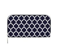 Hnnkloy Geométrico marroquí Azul Marino Moderno,Carteras de Cuero PU de Gran Capacidad para Hombres y Mujeres.