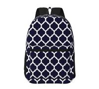 Hnnkloy Geométrico marroquí azul marino moderno,Mochila informal de 17 pulgadas con bolsillos, resistente al agua, para la escuela.