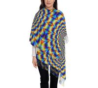 Hnnkloy GIF de ilusión óptica en espiral,Bufanda grande de cachemira sintética para mujer, chal ligero con borlas, 197 x 72 cm