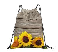 Hnnkloy Girasol sobre madera rústica,Mochila con cordón unisex, bolsa deportiva para gimnasio, mochila informal para el día a día.