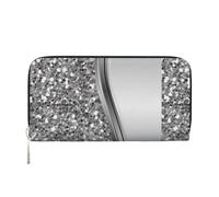 Hnnkloy Glamour con Brillo Falso Plateado,Carteras de Cuero PU de Gran Capacidad para Hombres y Mujeres.