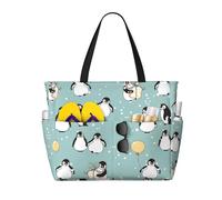 Hnnkloy Globo de pingüino con copo de nieve,Bolso de playa de gran capacidad, bolso de hombro de viaje para mujer, bolso de mano impermeable.