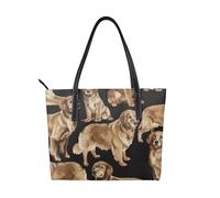Hnnkloy Golden Retrievers,Bolso de mano de piel sintética, bolso tote de gran capacidad, bolso de hombro para mujer, ideal para el trabajo y los viajes.