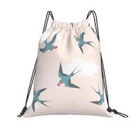 Hnnkloy Golondrina pájaros con corazón,Mochila con cordón unisex, bolsa deportiva para gimnasio, mochila informal para el día a día.