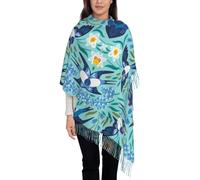 Hnnkloy Golondrinas voladoras Flores de primavera,Bufanda grande de cachemira sintética para mujer, chal ligero con borlas, 197 x 72 cm