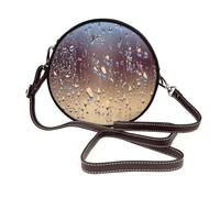 Hnnkloy Gotas de lluvia impresas sobre vidrio,Bolso de hombro de piel sintética, bolso cruzado redondo - Bolso circular para mujer