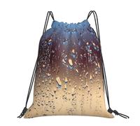 Hnnkloy Gotas de lluvia impresas sobre vidrio,Mochila con cordón unisex, bolsa deportiva para gimnasio, mochila informal para el día a día.