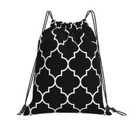 Hnnkloy Gran cuadrifolio blanco sobre fondo negro,Mochila con cordón unisex, bolsa deportiva para gimnasio, mochila informal para el día a día.