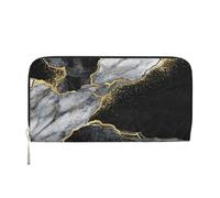 Hnnkloy Grieta Dorada de mármol Negro,Carteras de Cuero PU de Gran Capacidad para Hombres y Mujeres.