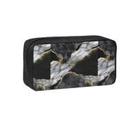 Hnnkloy Grieta Dorada de mármol Negro,Estuche de lápices de Gran Capacidad, portátil, para bolígrafos, Bolsa de papelería para la Escuela y la Oficina.