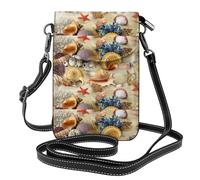 Hnnkloy Grupo colorido de conchas marinas,Bolsos para celular para mujer, bolsos pequeños cruzados - Cartera para celular de cuero sintético con ranuras para tarjetas de crédito
