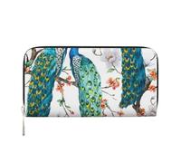 Hnnkloy Hermosa impresión de Flores de Pavo Real,Carteras de Cuero PU de Gran Capacidad para Hombres y Mujeres.