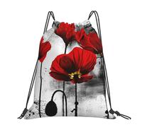 Hnnkloy Hermosa impresión de tinta con flores de amapola,Mochila con cordón unisex, bolsa deportiva para gimnasio, mochila informal para el día a día.