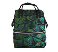 Hnnkloy Hermosa pluma de pavo real.Mochila de maternidad de gran capacidad, bolso cambiador, mochila de viaje para actividades al aire libre.