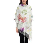 Hnnkloy Hermosa primavera fresca floral,Bufanda grande de cachemira sintética para mujer, chal ligero con borlas, 197 x 72 cm