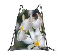 Hnnkloy Hermosas flores blancas de frangipani Wake Plumeria,Mochila con cordón unisex, bolsa deportiva para gimnasio, mochila informal para el día a día.