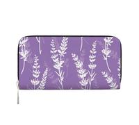 Hnnkloy Hermosas Flores de Lavanda Morada,Carteras de Cuero PU de Gran Capacidad para Hombres y Mujeres.