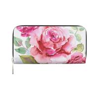 Hnnkloy Hermosas Flores Rosa Flor Rosa Floral,Carteras de Cuero PU de Gran Capacidad para Hombres y Mujeres.
