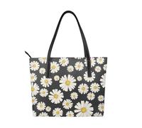 Hnnkloy Hermosas margaritas blancas,Bolso de mano de piel sintética, bolso tote de gran capacidad, bolso de hombro para mujer, ideal para el trabajo y los viajes.