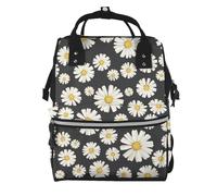 Hnnkloy Hermosas margaritas blancas.Mochila de maternidad de gran capacidad, bolso cambiador, mochila de viaje para actividades al aire libre.