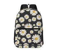 Hnnkloy Hermosas margaritas blancas,Mochila informal de 17 pulgadas con bolsillos, resistente al agua, para la escuela.