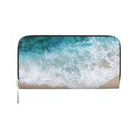 Hnnkloy Hermosas Olas del océano,Carteras de Cuero PU de Gran Capacidad para Hombres y Mujeres.