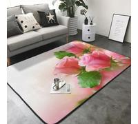 Hnnkloy Hermosas Rosas Rosadas, Alfombra Grande Antideslizante para Sala de Estar o Dormitorio, 208 x 148 cm.