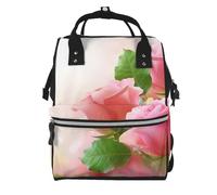 Hnnkloy Hermosas rosas rosadas.Mochila de maternidad de gran capacidad, bolso cambiador, mochila de viaje para actividades al aire libre.