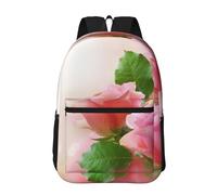 Hnnkloy Hermosas rosas rosadas,Mochila informal de 17 pulgadas con bolsillos, resistente al agua, para la escuela.
