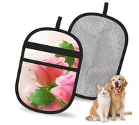 Hnnkloy Hermosas Rosas Rosadas, Paquete de 2 Guantes para Eliminar el Pelo de Mascotas, Guantes de Aseo antiestáticos para Perros y Gatos.