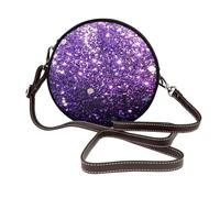 Hnnkloy Hermoso brillo morado,Bolso de hombro de piel sintética, bolso cruzado redondo - Bolso circular para mujer