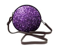 Hnnkloy Hermoso brillo morado,Bolso de hombro de piel sintética, bolso cruzado redondo - Bolso circular para mujer