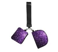 Hnnkloy Hermoso brillo morado,Bolso de muñeca para deportes al aire libre, monedero portátil, cartera de muñeca con llavero desmontable